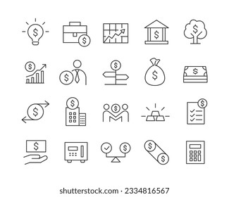 Icono de finanzas - Línea de vectores. Stroke editable.