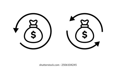 Conjunto de Vectores de icono de finanzas. Símbolo de ciclo de dinero de esquema