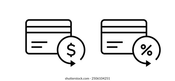 Finance icon vector set. Outline money bank card symbol