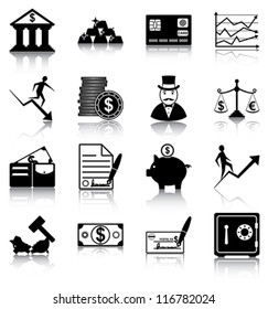 Finance icons - 16 finance related icons/ silhouettes.