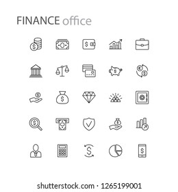 finance icons collection business office money