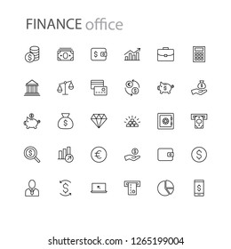 finance icons collection business office money