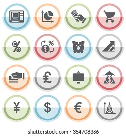 Finance  icons with color stickers.