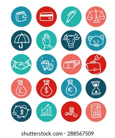 Finance icons doodle vector set