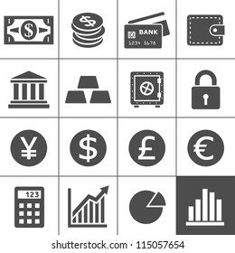 Finance Icons. Each icon is a single object (compound path). Simplus series