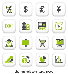 Finance icons. Green gray series.