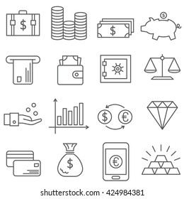 Finance icons. Line design.