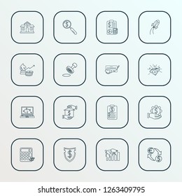 Finance icons line style set with financial service, home mortgage, accounting and other forex elements. Isolated vector illustration finance icons.