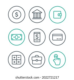 Finance icons. Finance icons line style vector
