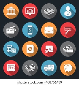 Finance icons with long shadow