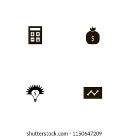 finance icons. money ideas, money bag, statistics and calculator vector icons set