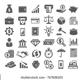 Finance Icons on white background - Shutterstock ID 767838103