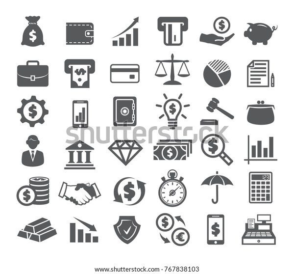 Finance Icons On White Background Stock Vector (Royalty Free) 767838103