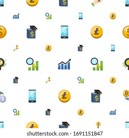los iconos de las finanzas siguen un patrón transparente. Incluye banca digital plana editable, Beneficio, Inversionista, Educación Empresarial, Análisis Semántico, Iconos Altcoin. iconos financieros para la web y móvil.