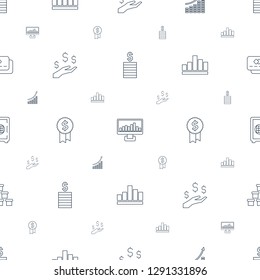 finance icons pattern seamless white background. Included editable line Coin, graph on display, graph, money on hand, dollar award, Safe icons. finance icons for web and mobile.