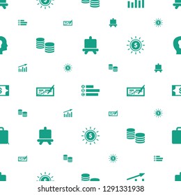 finance icons pattern seamless white background. Included editable filled board, statistic, chart, money, check, dollar in sun, Money icons. finance icons for web and mobile.