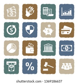 Finance Icons. Set 2. Grunge Color Flat Design. Vector Illustration. 