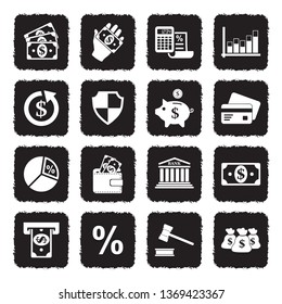 Finance Icons. Set 2. Grunge Black Flat Design. Vector Illustration. 