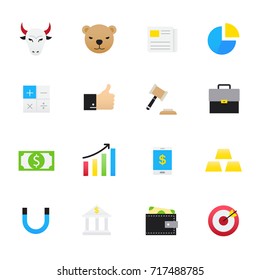 Finance Icons. Set of Business Icons Vector Illustration Color Icons Flat Style.