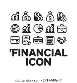 Conjunto de iconos de finanzas. Para el hombre de negocios, análisis, estadísticas, gráficos, tablero de instrumentos, informes, visualización, negocios, tecnología, gráfico de crecimiento, gestión de dinero.
