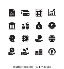 Finance icons set. For Businessman, analytics, statistics, charts, dashboard, reports, visualization, business, technology, growth chart, money management.
