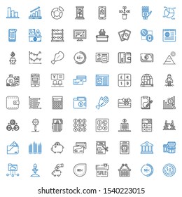 finance icons set. Collection of finance with dollar, percentage, upermarket, sale, piggy bank, startup, cloud folder, supermarkets, bank. Editable and scalable finance icons.