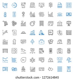 finance icons set. Collection of finance with time is money, abacus, piggy bank, credit card, bar chart, large, money, drawer, analytics. Editable and scalable finance icons.