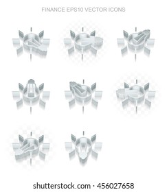 Finance icons set: different views of flat 3d metallic Light Bulb icon with transparent shadow on white background, EPS 10 vector illustration.