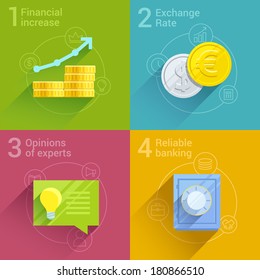 Finance icons set. Flat icons