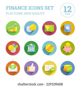 Finance icons set. Flat icons