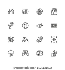 Finance icons. Set of  line icons. Currency exchange, cryptocurrency, finance idea. Banking concept. Vector illustration can be used for topics like business, money