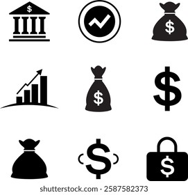 finance icons set, money management flat icons, financial symbols vector pack