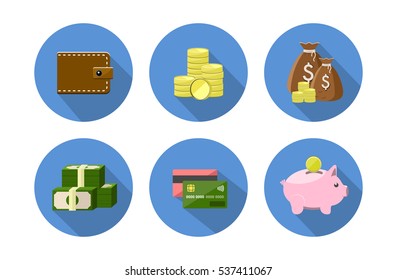 Finance Icons set on blue background