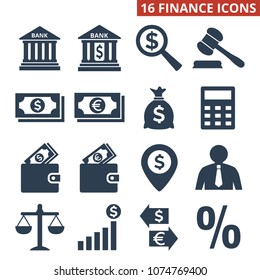 Finance icons set on white background. Vector illustration