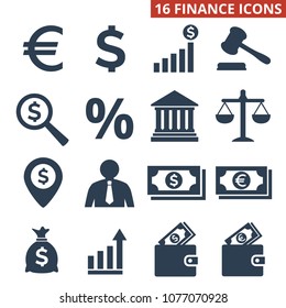 Finance icons set on white background. Vector illustration