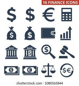 Finance icons set on white background. Vector illustration