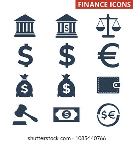 Finance icons set on white background. Vector illustration