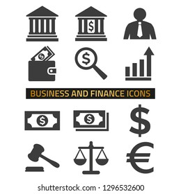 Finance icons set on white background. Vector illustration