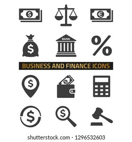 Finance icons set on white background. Vector illustration