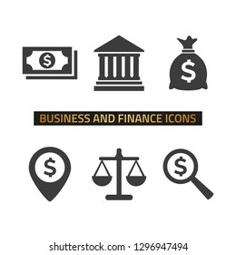 Finance icons set on white background. Vector illustration