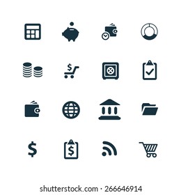 finance icons set on white background 
