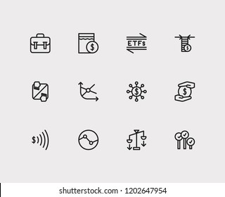 Finance Icons Set. Portfolio And Finance Icons With Stock Sector, Hedge Funds And Going Long. Set Of Corporate For Web App Logo UI Design.