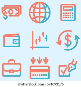 Finance icons set, signs for infographics, web, presentation