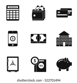 Finance icons set. Simple illustration of 9 finance vector icons for web