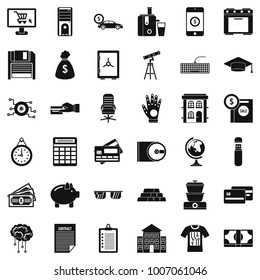 Finance icons set. Simple style of 36 finance vector icons for web isolated on white background