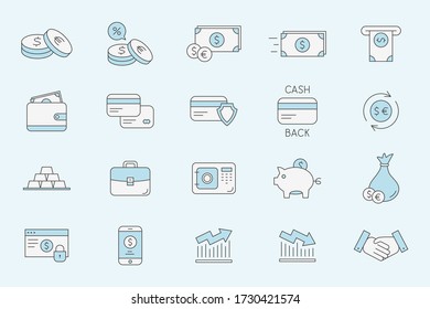 Finance Icons set - Vector color symbols of banking services for the site or interface