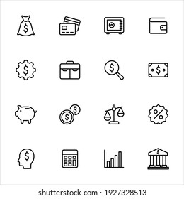 Finance icons set vector graphic illustration