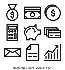 conjunto de iconos de finanzas. ilustración vectorial.