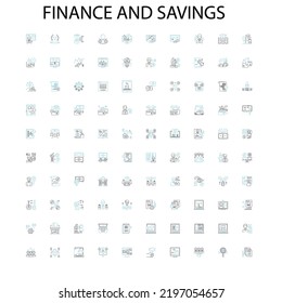 finance icons, signs, outline symbols, concept linear illustration line collection