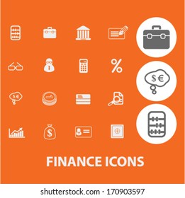 finance icons, signs set, vector